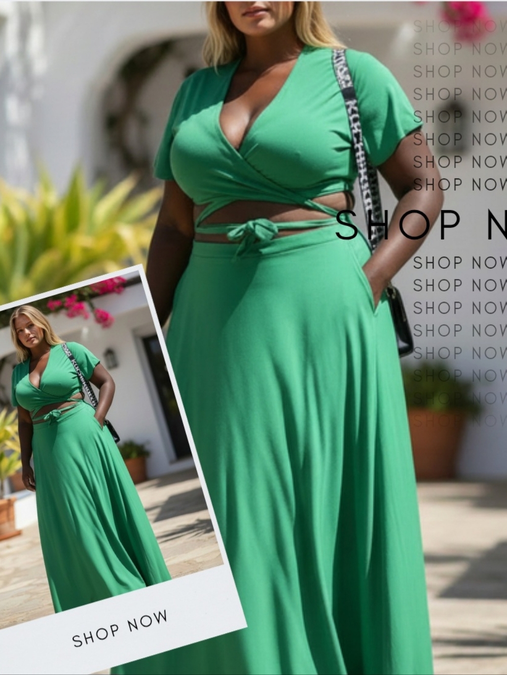 2pc PLUS SIZE Skirt Set - KELLY GREEN